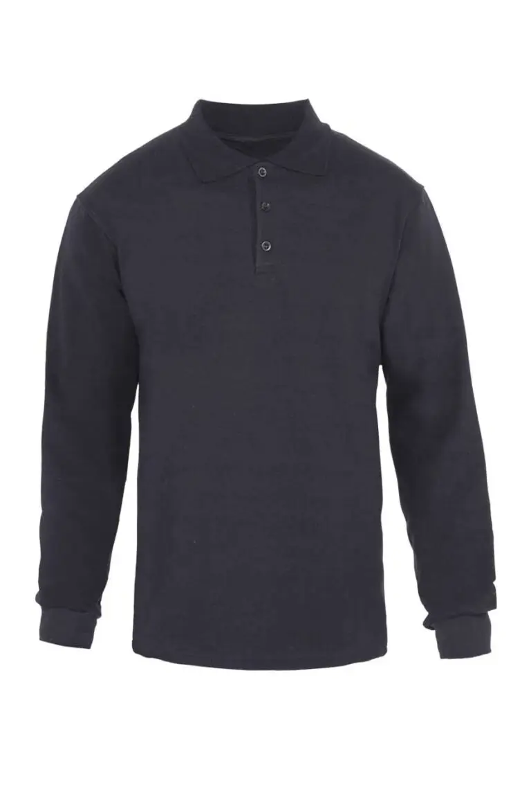 Siyah Polo Sweatshirt – Kalın Şardonlu, %100 Pamuk
