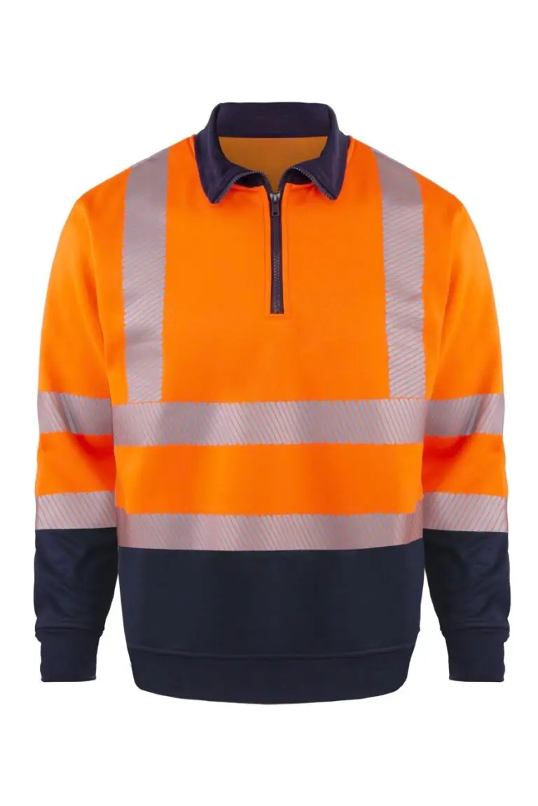 Reflektörlü Yarım Fermuarlı Sweatshirt - Turuncu / Lacivert
