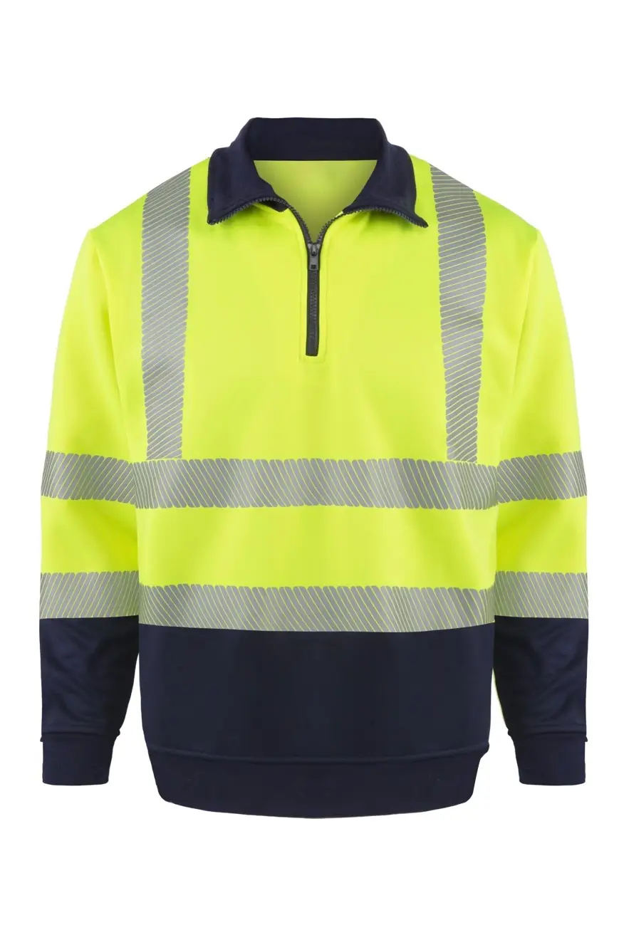 Reflektörlü Yarım Fermuarlı Sweatshirt - Sarı / Lacivert