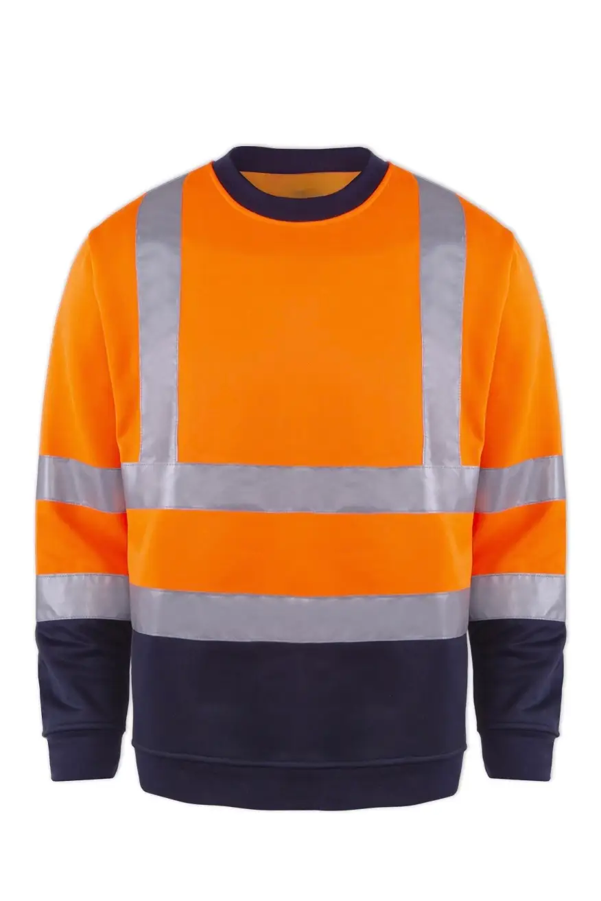 Reflektörlü Bisiklet Yaka Sweatshirt – Turuncu/Lacivert
