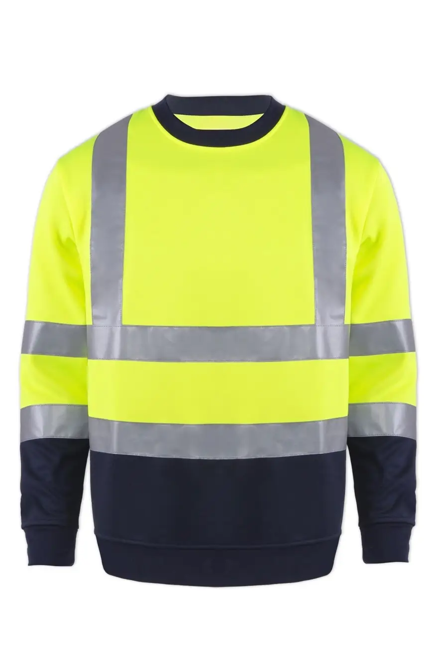 Reflektörlü Bisiklet Yaka Sweatshirt – Sarı/Lacivert