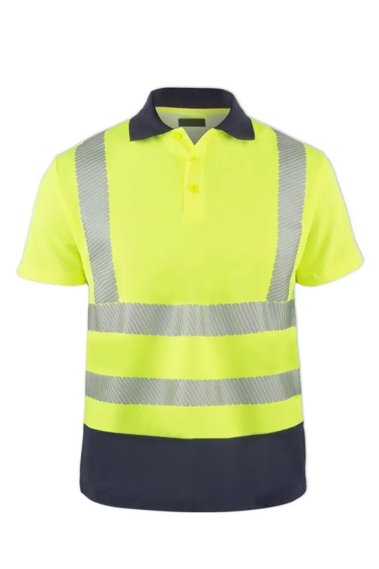 Reflektörlü Kontrast Polo Yaka Tişört – Sarı/Lacivert